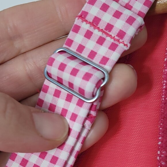 Pink & White Swimsuit Bikini Top VNeck Pullover Double Layer Tank Plus Size 1X - Picture 6 of 12